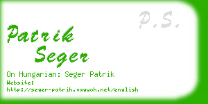 patrik seger business card